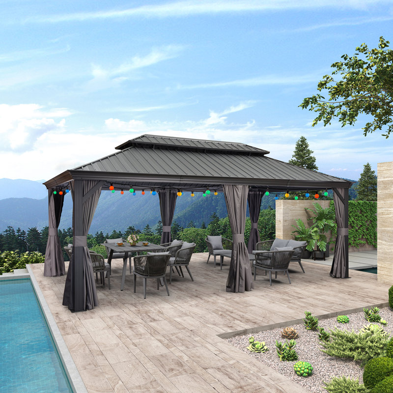 20 pi L 12 pi. D Pavillon de jardin en aluminium