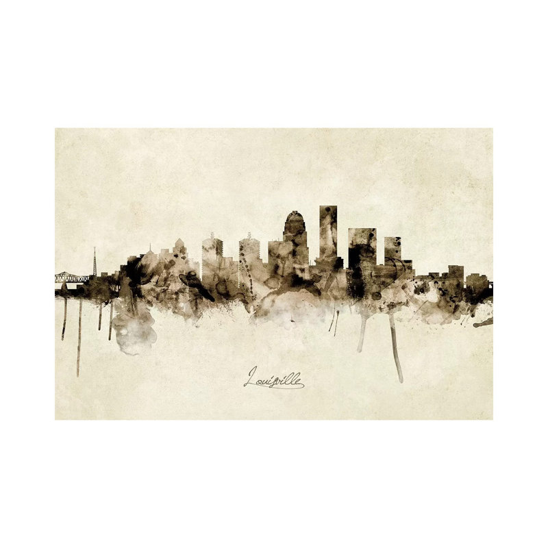 Louisville Kentucky City Skyline by Michael Tompsett - 1 Piece Wrapped Canvas Painting, 66.04 cm H x 45.72 cm W x 1.91 cm D