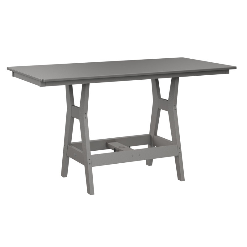 Table de salle à manger rectangulaire 66 po Berlin Gardens Harbor, Acier inoxydable martelé, Gris clair