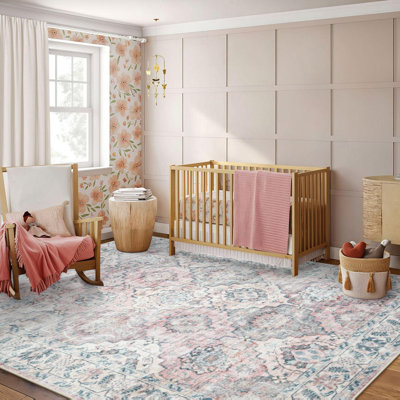 Tapis lavable Boho pour chambre de fille, lavable à la machine, sans perte de poils