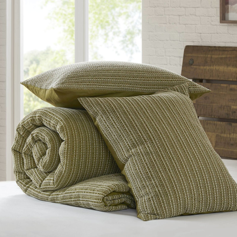 3 pièces d'édredon et de taies décoratives gaufrées pour lit double / grand, fabrication 100% coton, confort toutes saisons, surpiqûres renforcées, motif à cycle délicat à séchage doux, luxe surdimensionné, rembourrage, simple