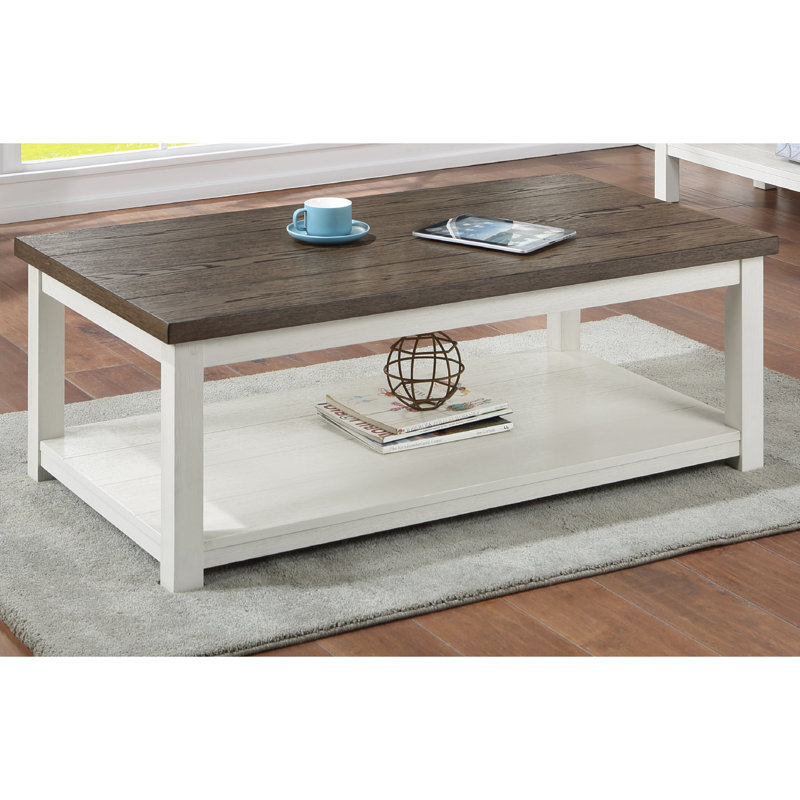 Table basse en bois, table rectangulaire avec roulettes