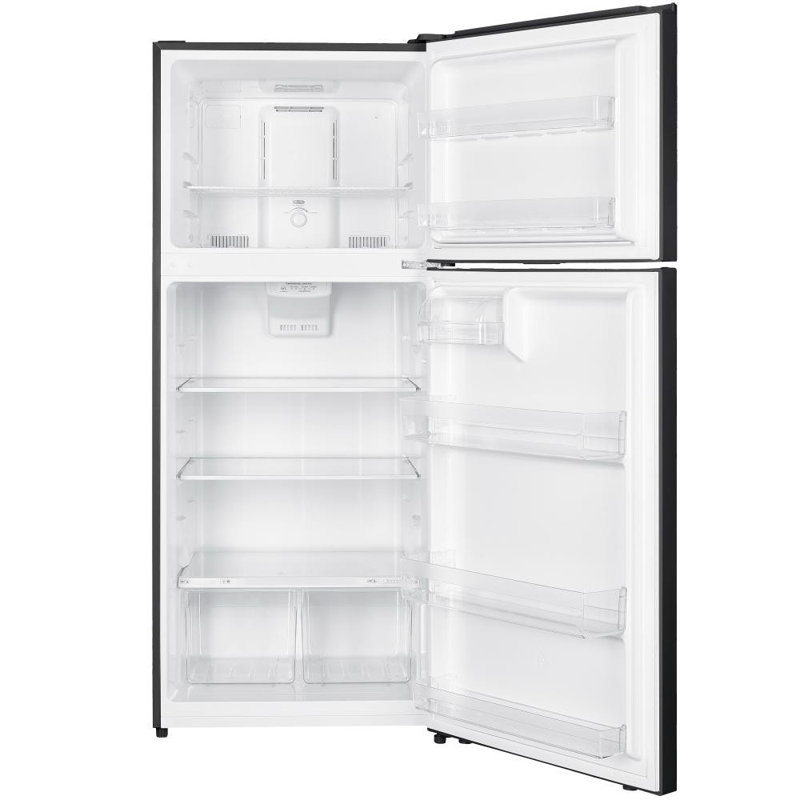 Impecca 17.6 cu. 27.6W with Top Mount Freezer Refrigerator Recessed Handle,, Black