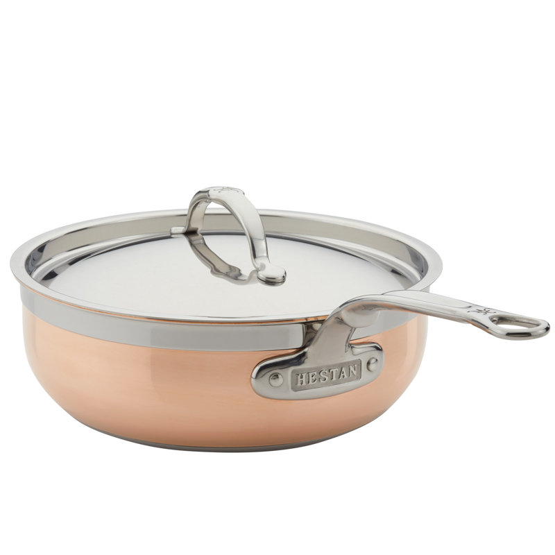 Poêle essentielle recouverte de cuivre Hestan avec poignée, 3,5 pte