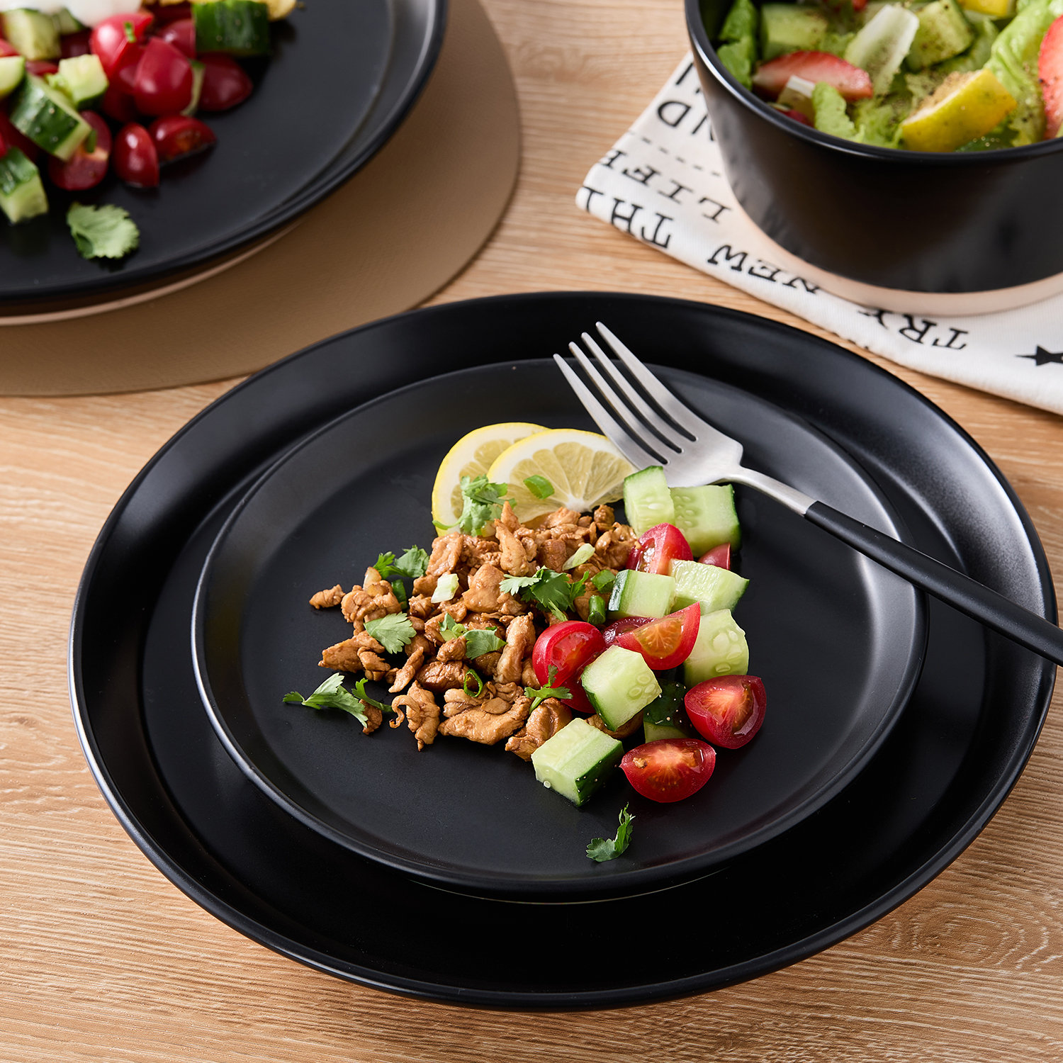 Stoneware Dinnerware Set, Black