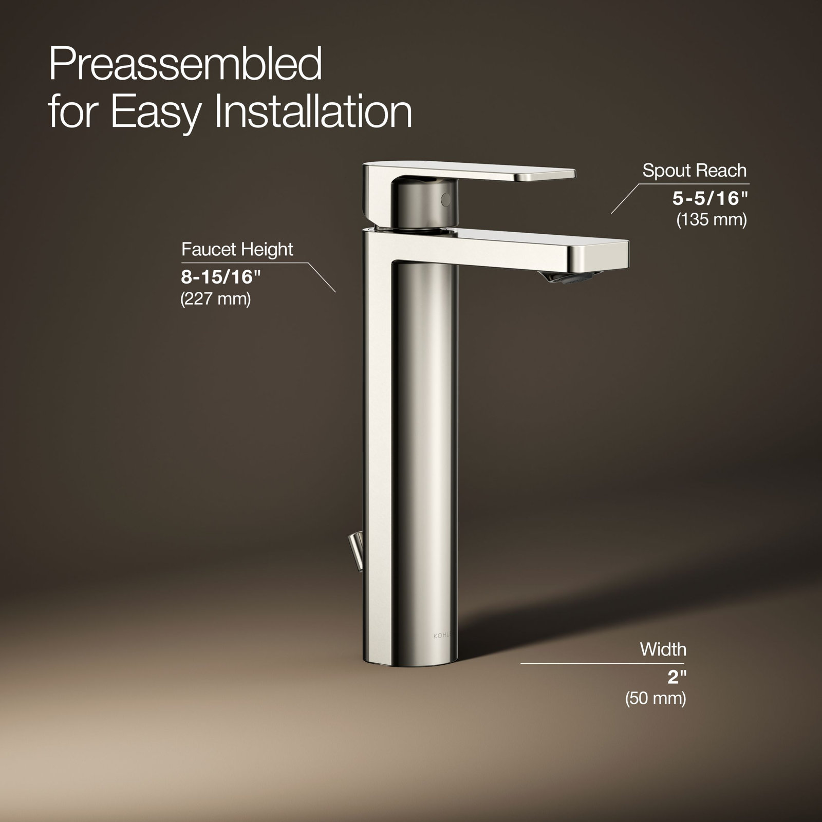 Parallel Tall Single-Handle Bathroom Faucet, Polished Chrome, 1.2