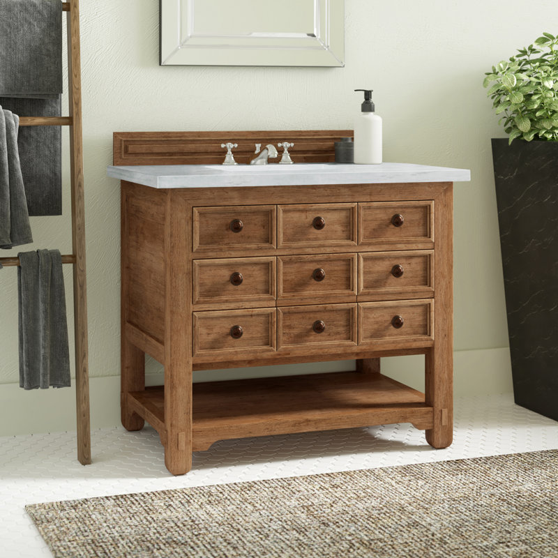 Malibu 36'' W Single Vanity, Widespread, Amber Birch, Siberian