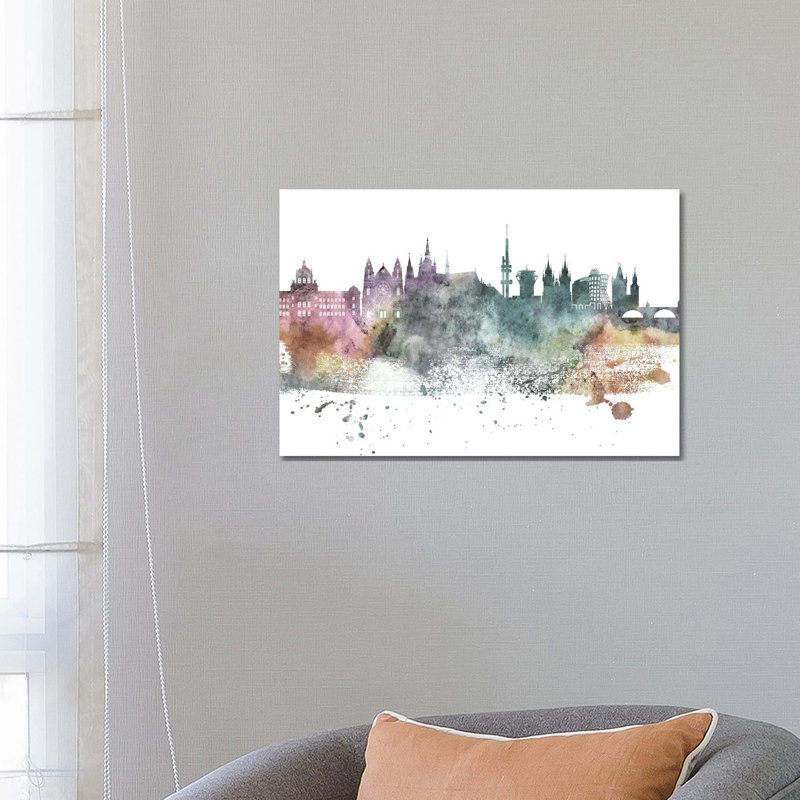 Prague Pastel Skyline 1 Piece Wrapped Canvas Wall Art, 66.04 cm H x 45.72 cm W x 3.175 cm D