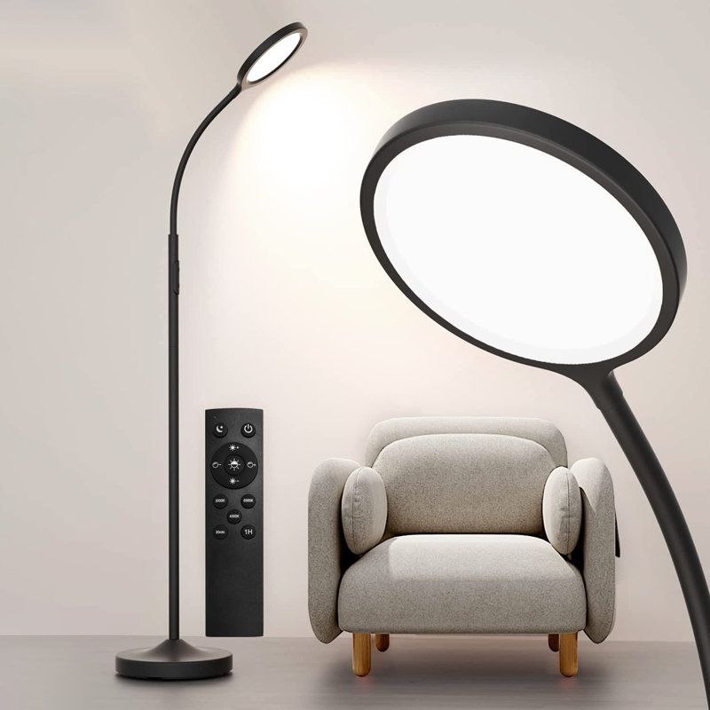 Floor Lamp,Super Bright Dimmable LED Lamps for Living Room, Custom Color Temperature Standing Lamp with Remote Push Button, Adjustable Gooseneck Reading Floor Lamp for Bedroom Office