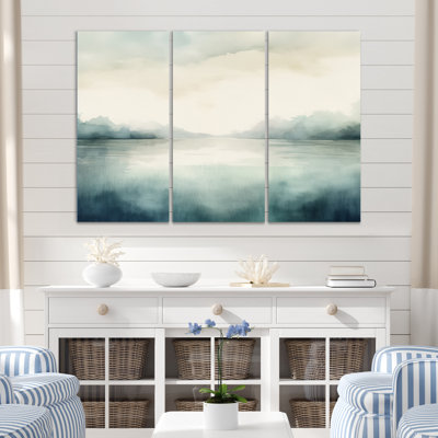 Lake Canvas Wall Art, Minimal Watercolor Sunset Decor - Lierre