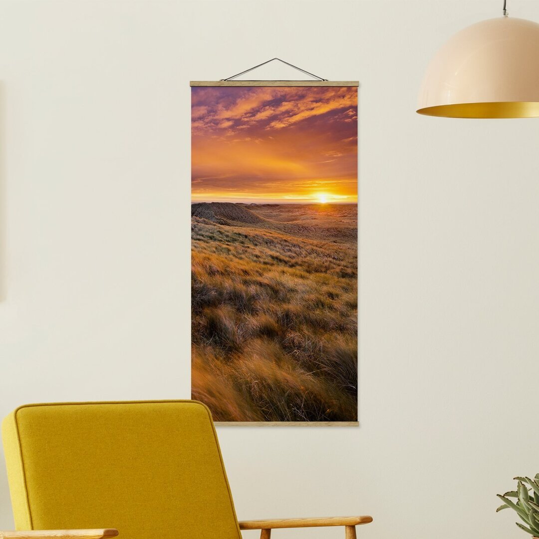 Stoffbild Mit Posterleisten - Sonnenaufgang Am Strand Auf Sylt - Hochformat 2:1