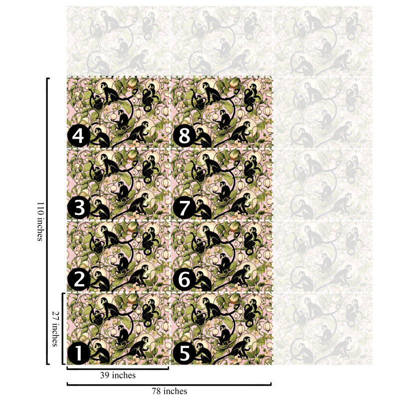 Whimsical Jungle Monkey Wallpaper in Pink, Green/Pink