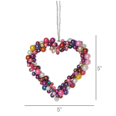 Beaded Heart - Sm, 5" H x 0.75" W x 5" D