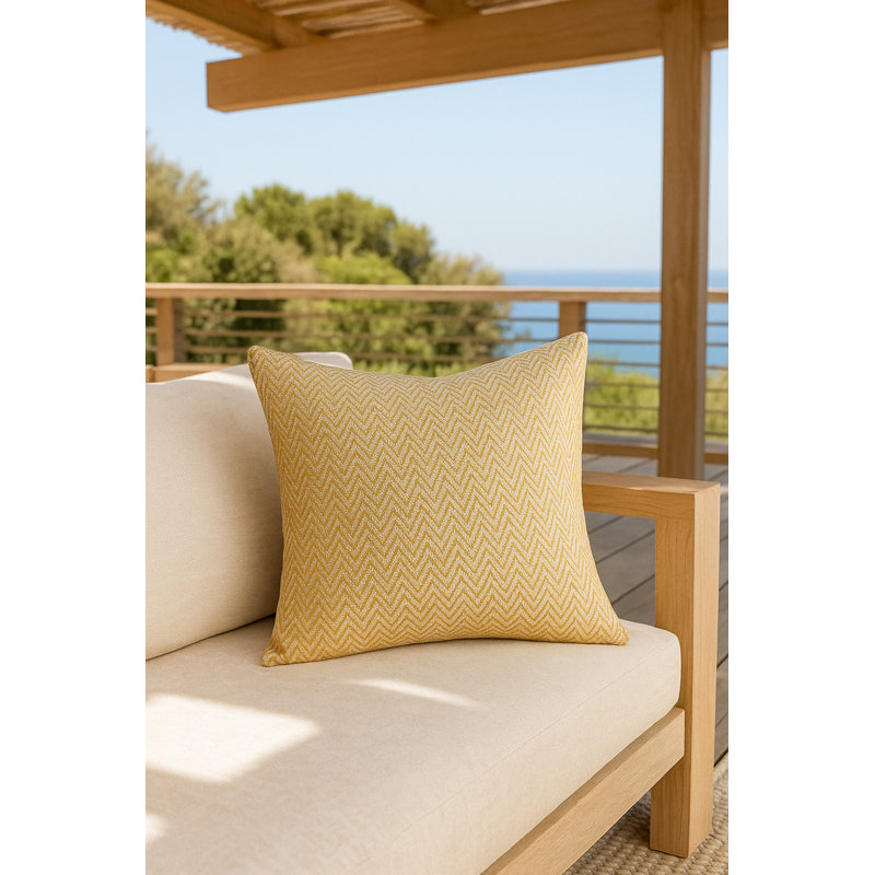 Marisol Herringbone Bay Indoor Outdoor Pillow 20x20, Yellow, Square 24", Polyester