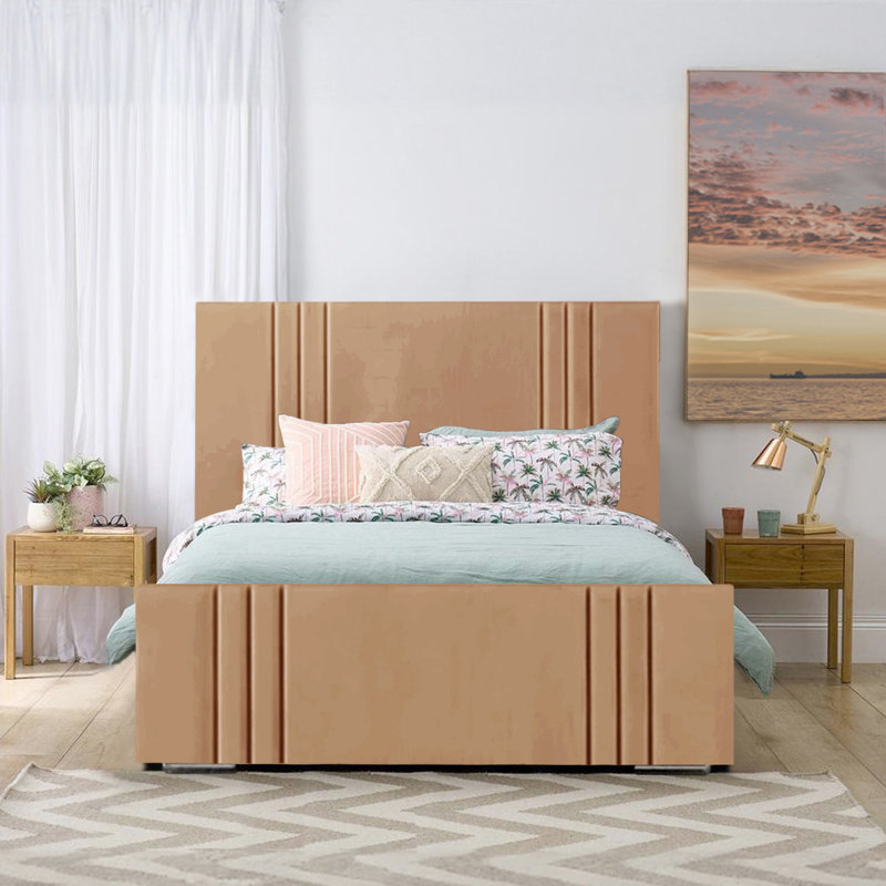 Adelpho Upholstered Bed, Beige, Double (4'6)