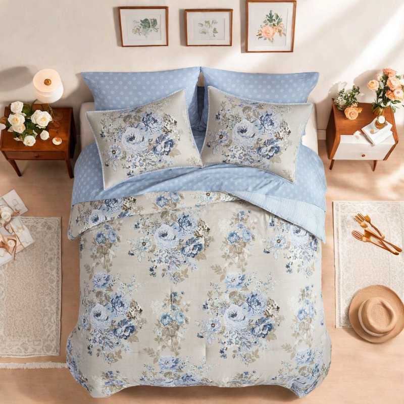 Ensembles de literie à fleurs indémodables, polyester confortable, style rétro pour la maison