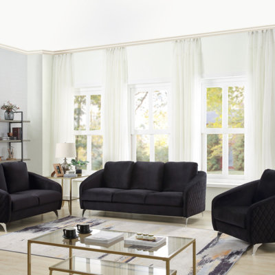 Causeuse moderne chic en velours noir Livia