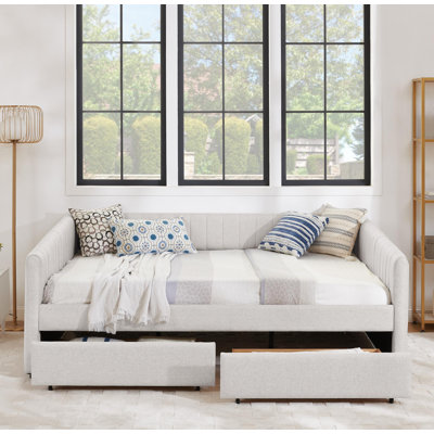 Linen Fabric Storage Daybed with Drawer by Latitude Run
