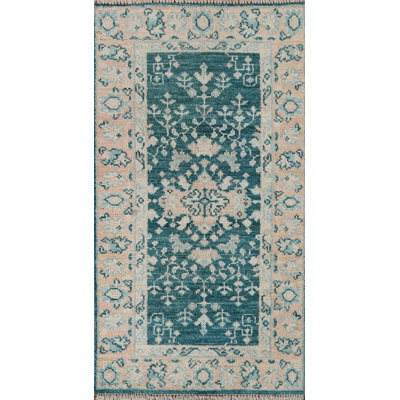 Tapis vert en coton 3 pi 11 po x 2 pi Neepa One-of-a-Kind