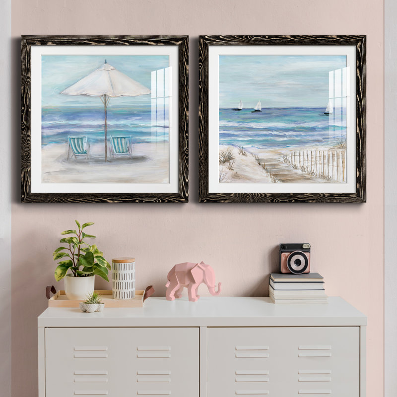 Gulf Shores II - ensemble de 2 peintures, Papier dans un cadre photo, H 17 po x l 34 po, Noir