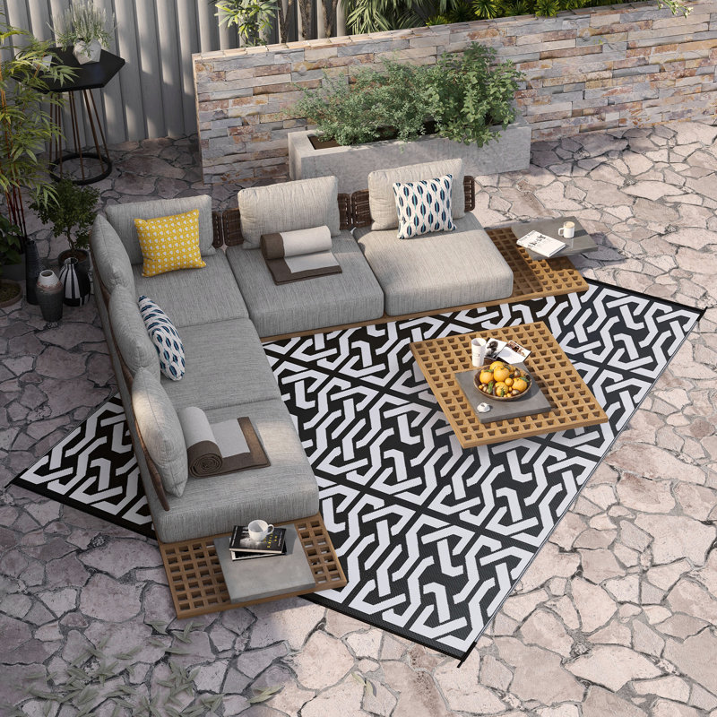 Outsunny Reversible Outdoor Rug, Waterproof Plastic Straw Floor Mat, Portable Rv Camping Carpet With Carry Bag, Large Floor Mat For Backyard, Deck, Picnic, Beach