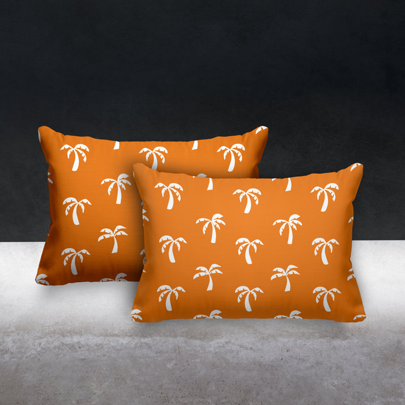 Polyester / Mélange de polyester Housse de coussin rectangulaire intérieure / extérieure lombaire et insert, Orange