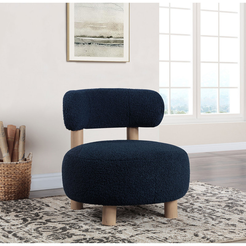Fauteuil d'appoint rembourré à dossier demi-tonneau, Bleu