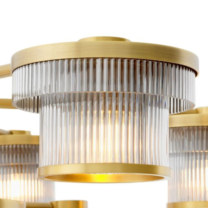 CDJ Chandelier Andromeda smoke glass, Antique Brass