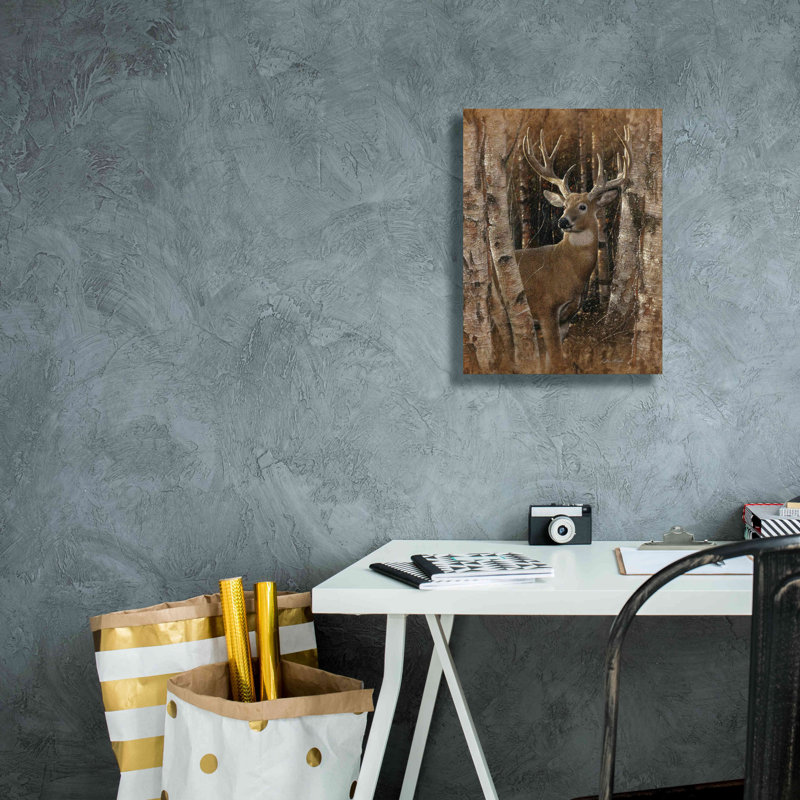 «Birchwood Buck» par Collin Bogle, art mural sur toile, H 16 po x l 12 po x P 0,75 po