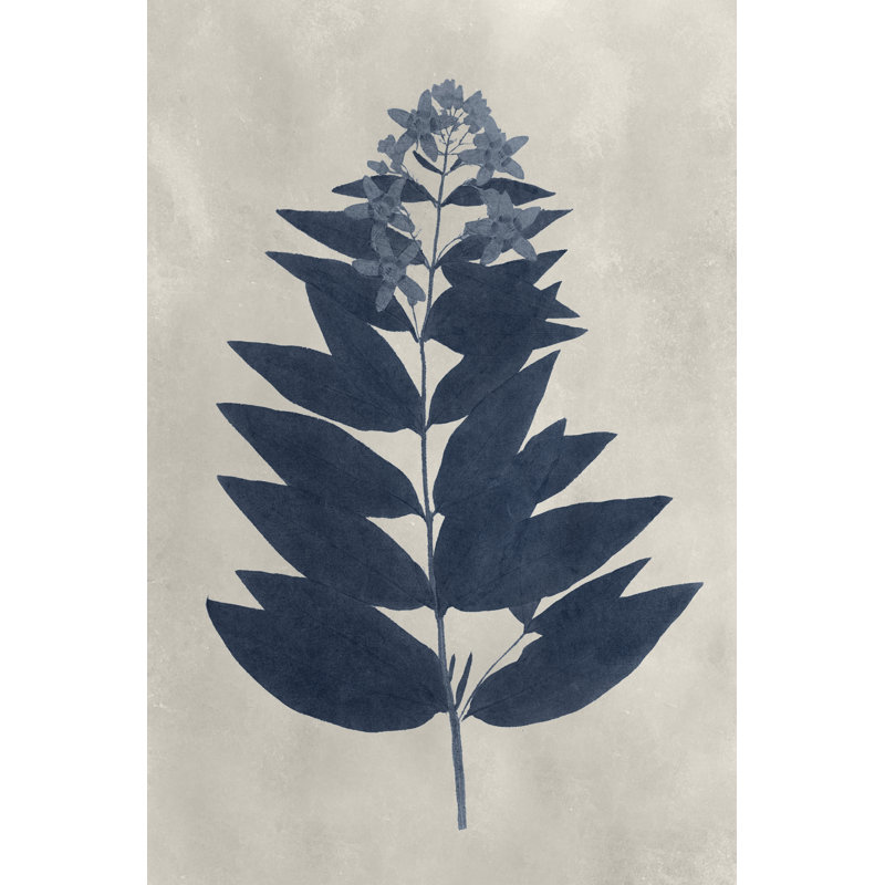 Navy Pressed Flowers IV - No Frame Painting on Canvas, 91cm H x 61cm W x 3.8cm D