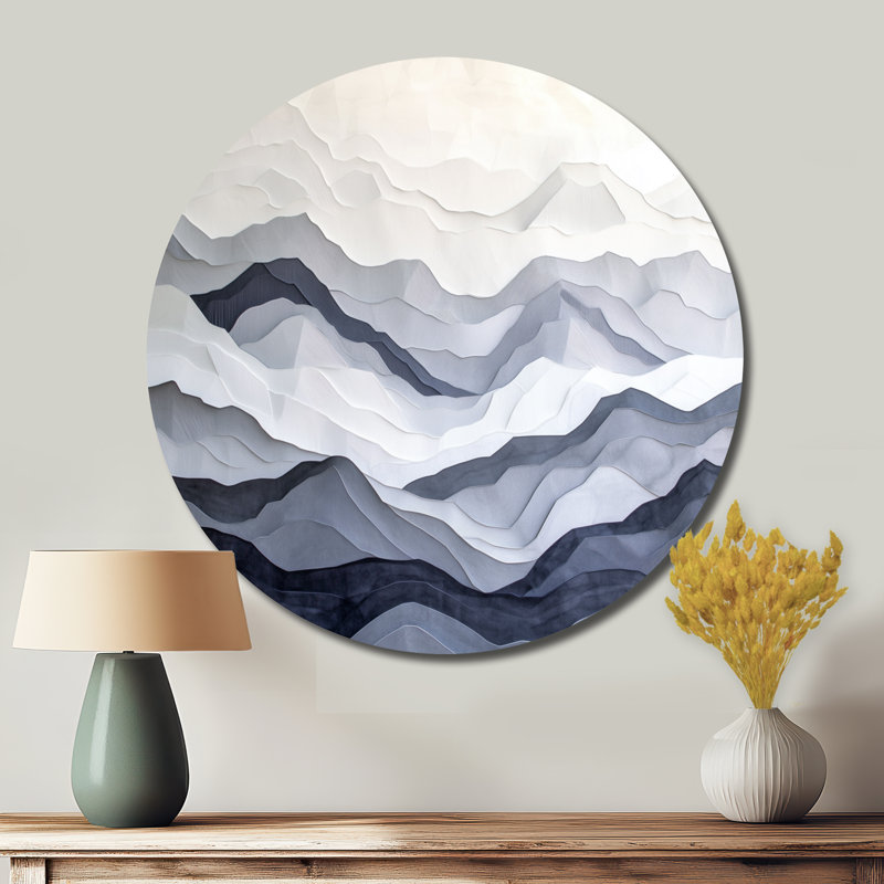 Gris gris, montagne, art mural rond en métal, L 23 po x H 23 po
