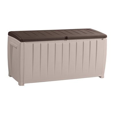 Keter Novel 90 Gallon Resin Deck Box Organization and Storage Outdoor For Lawn Patio