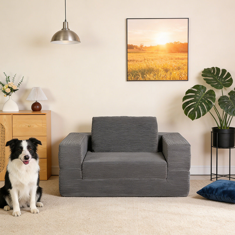 Compression Human Dog Sofa Bed, Dark Gray