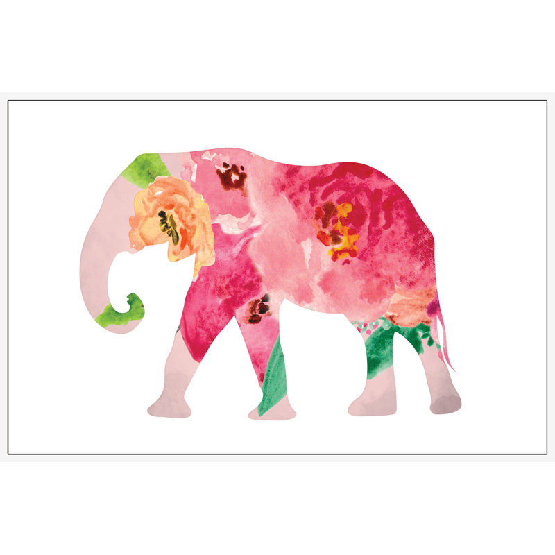 " Floral Elephant " by Diana Alcala, 24" H x 36" W x 1.5" D, Wrapped Canvas