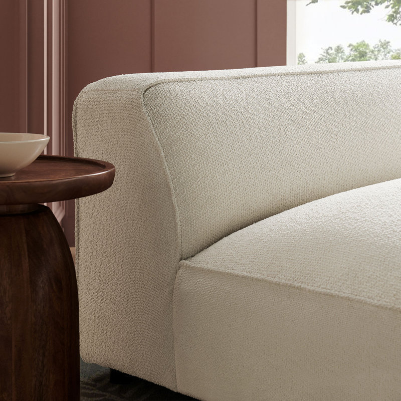 Chaise sans accoudoirs modulaire Taren Lattice Bouclé, Crème