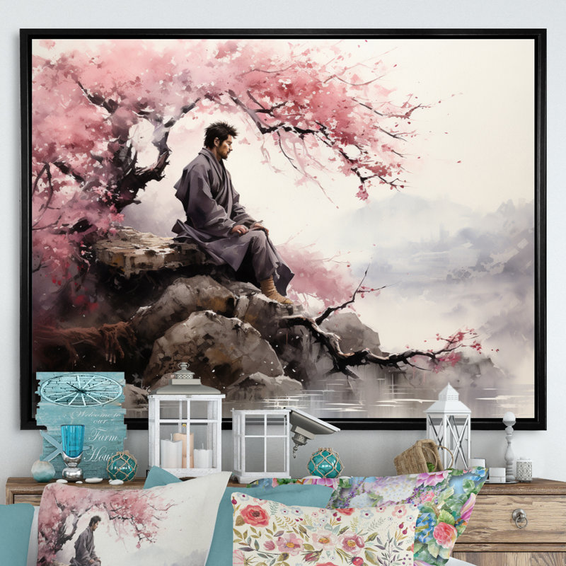 «Asian Art Samurais Resolve» - reproduction d'art, Cadre flottant noir, H 24 po x l 32 po x P 1 po