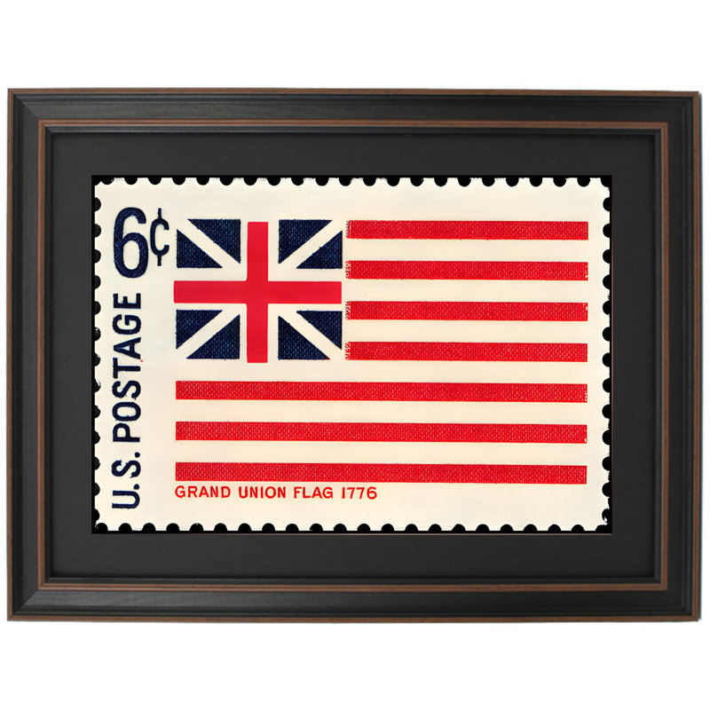 Le drapeau du Grand Union, timbre américain 6c, circa 68 | Reproduction encadrée, H 15 po x l 24 po