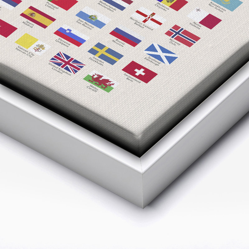 Drapeaux de l'Europe, Canvas, White Framed, 11"H x 14"W