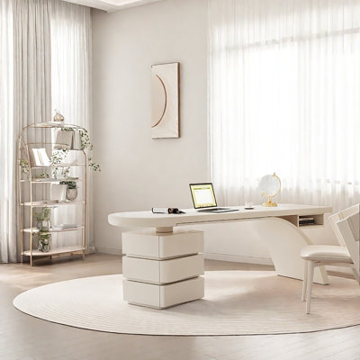 Bureau d'écriture rectangulaire beige moderne