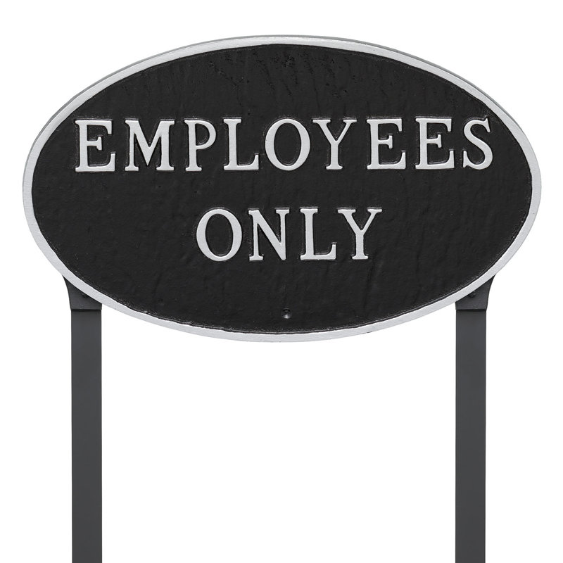 Enseigne de jardin seulement déclaration du personnel, Noir / argent