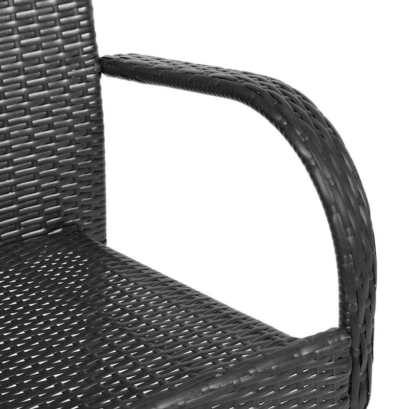 Ensemble de 4 chaises de salle à manger vidaXL en PE noir, acier thermolaqué, Noir