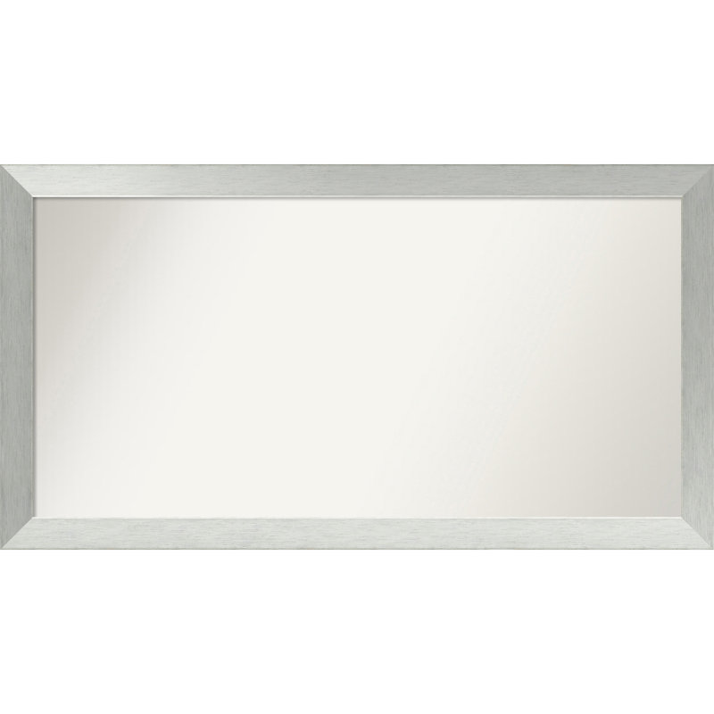 Miroir de salle de bain mural en argent brossé sans cadre, Rectangle, 27 po x 50 po