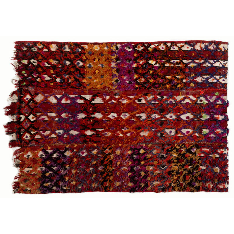 Tapis kilim turc vintage tissé à la main 4,3 x 6 pi (tissé à plat), suspendu
