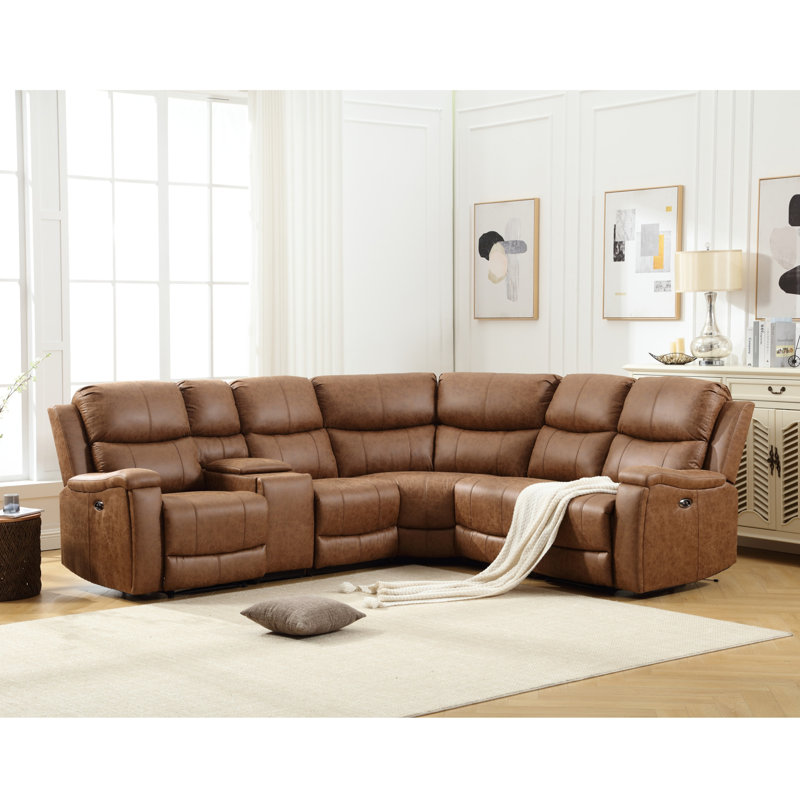 Hunstant 2-Piece Power Reclining Corner Sectional Sofa And Couch Set With Cupholder
