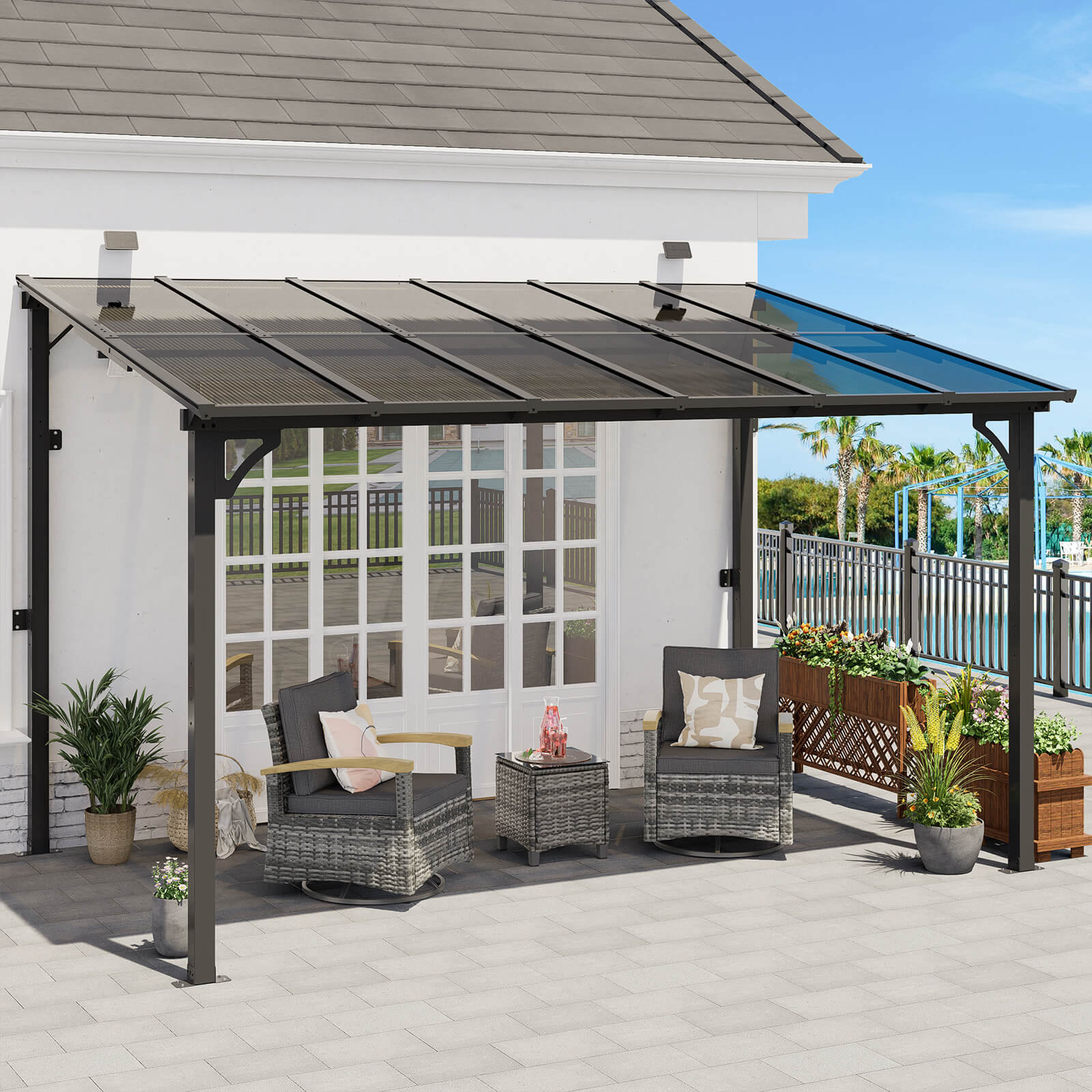MEISSALIVVE Gazebo, Wall Mounted Gazebo, Lean To Metal Awnings Gazebos ...