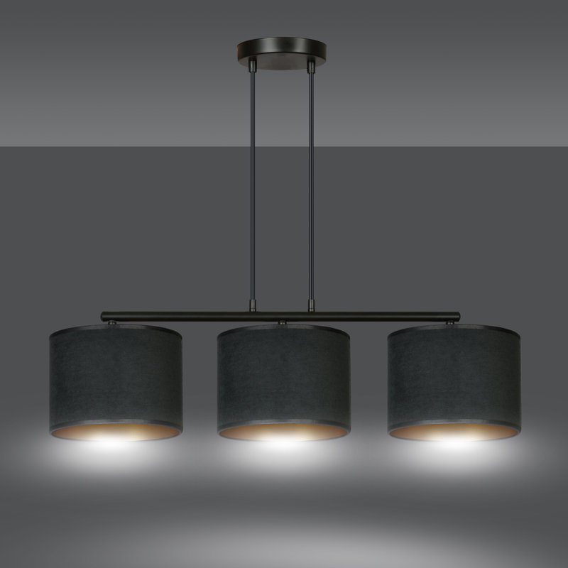 Eamie 3 - Light Steel Kitchen Island Pendant, Black