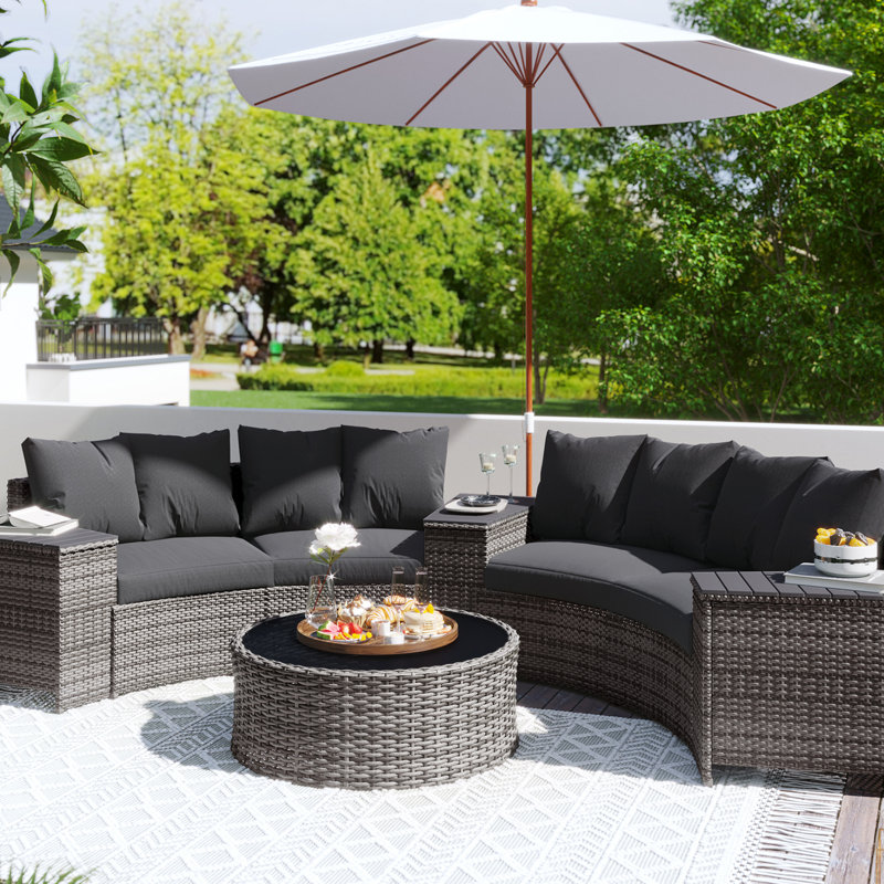 Rattan 4 - Person Seating Group With Cushions