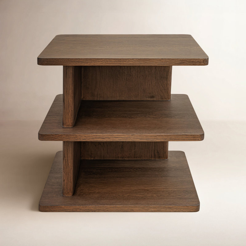 Andre 22'' W Solid Oak and Manufactured Wood Side Table with Drawer, Brown