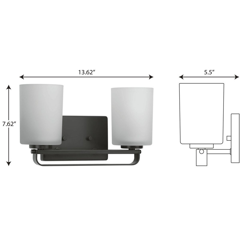 2 - Light Dimmable Vanity Light, Matte Black
