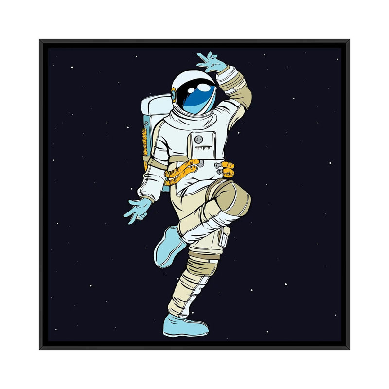 «Dancing Astronaut» par - Toile tendue, Toile avec cadre noir, H 12 po x l 12 po x P 1,5 po